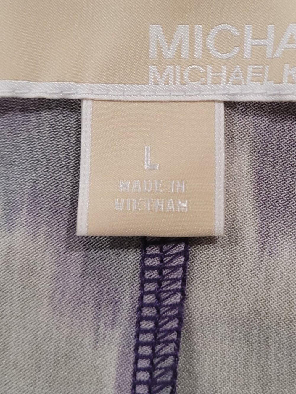 Michal Kors Purple Abstract Patterned Dress , Size L - Picture 7 of 7
